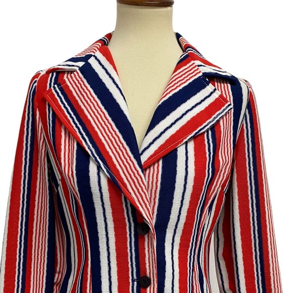 Vintage 60s  Union Made Jon Peters women's blazer striped button front size 9/10 - Picture 3 of 16